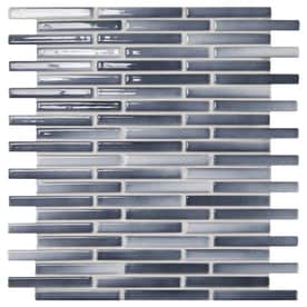 American Olean Delfino Shadow Blue 12-in x 12-in Porcelain Linear Mosaic Wall Tile (Common: 12-in x 12-in; Actual: 12.5-in x 12.18-in)