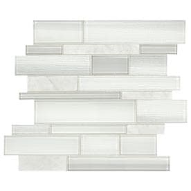 Indoor Tile At Lowes American Olean Cole Point Cloud White Stone And Gl Linear Mosaic Wall Tile Common