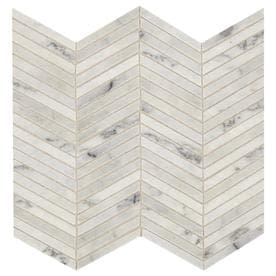 American Olean Genuine Stone Smoke White 12-in x 12-in Chevron Marble Mosaic Floor and Wall Tile (Common: 12-in x 12-in; Actual: 12.06-in x 12.62-in)