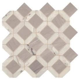 American Olean Genuine Stone White And Gray 12-in x 12-in Marble Mosaic Floor Tile (Common: 12-in x 12-in; Actual: 12-in x 13.68-in)