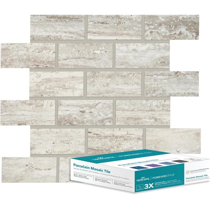 Mohawk ForeverStyle 10-Pack Cream Travertine 12-in x 14-in Lappato