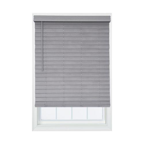 Allen Roth 2 5 In Cordless Gray Faux Wood Room Darkening Blinds Common 58 25 In Actual 58 25 In X 72 In In The Blinds Department At Lowes Com