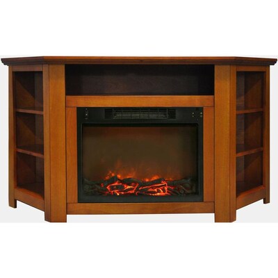 Cambridge Stratford 56 In Electric Corner Fireplace Teak With