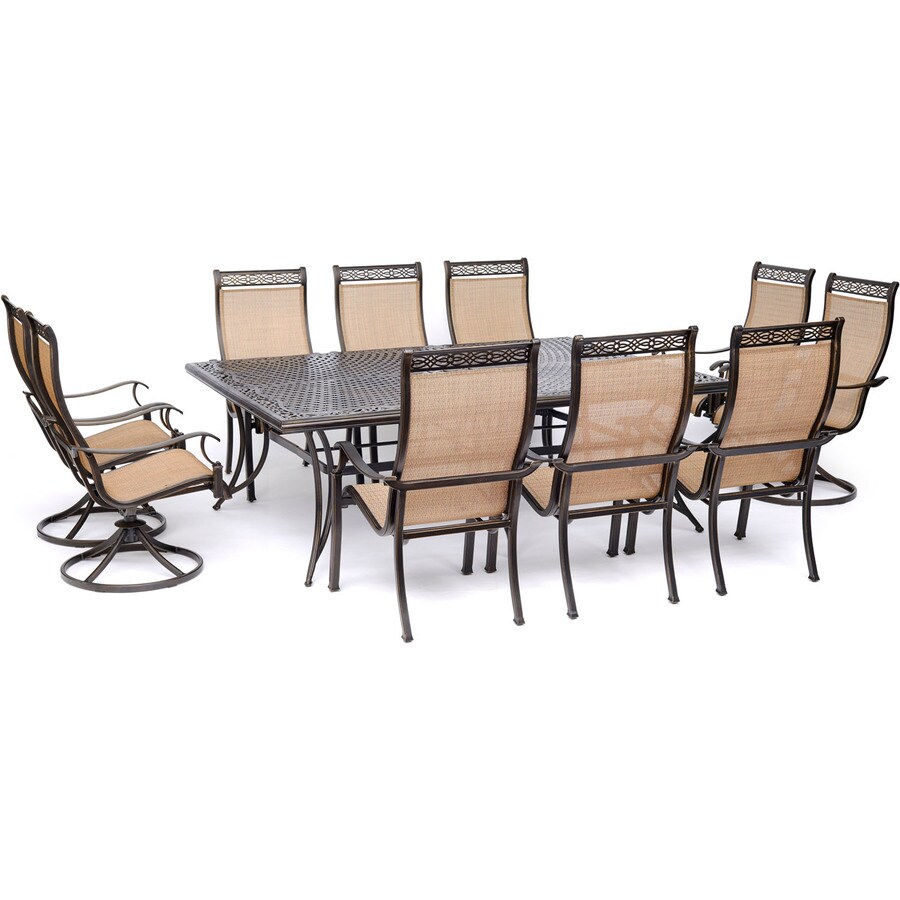 Hanover Manor 11 Piece Bronze Frame Patio Set With Tan In The Patio Dining Sets Department At Lowes Com