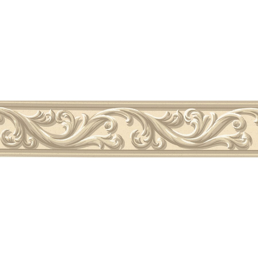 Waverly 4 1 2 Beige Architectural Scroll Prepasted Wallpaper Border In The Wallpaper Borders Department At Lowes Com