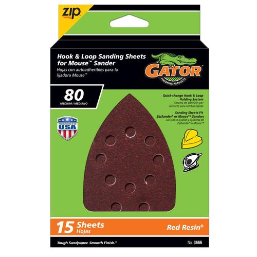Gator Mouse Refill 80 Grit 15pk 15Piece Aluminum Oxide 80Grit Detail