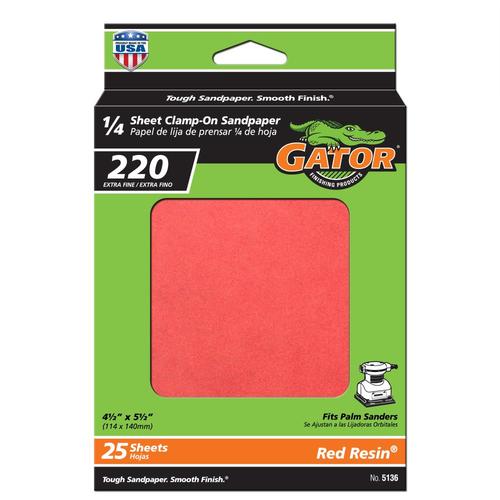 Gator 25Piece Aluminum Oxide 220Grit Sheet Sandpaper at