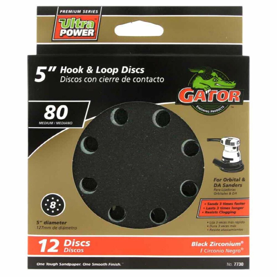 Gator 7730 Medium 80-Grit Sandpaper 5-in W x 5-in L 12-Pack