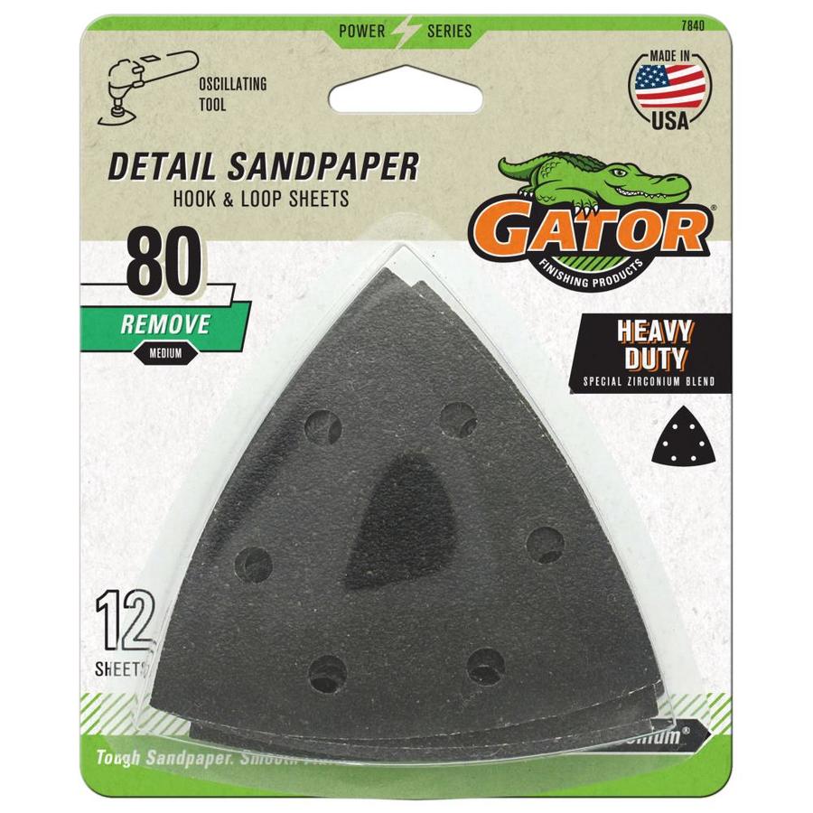 Gator Hook and Loop Detail Sandpaper 12Pack 3in W x 3in L 80Grit
