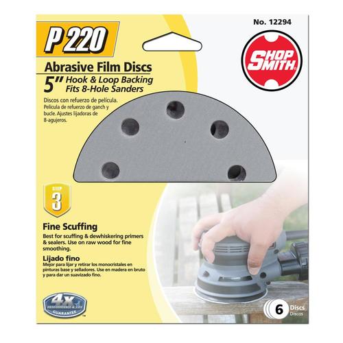 Shopsmith 6Piece Aluminum Oxide 220Grit Disc Sandpaper in the