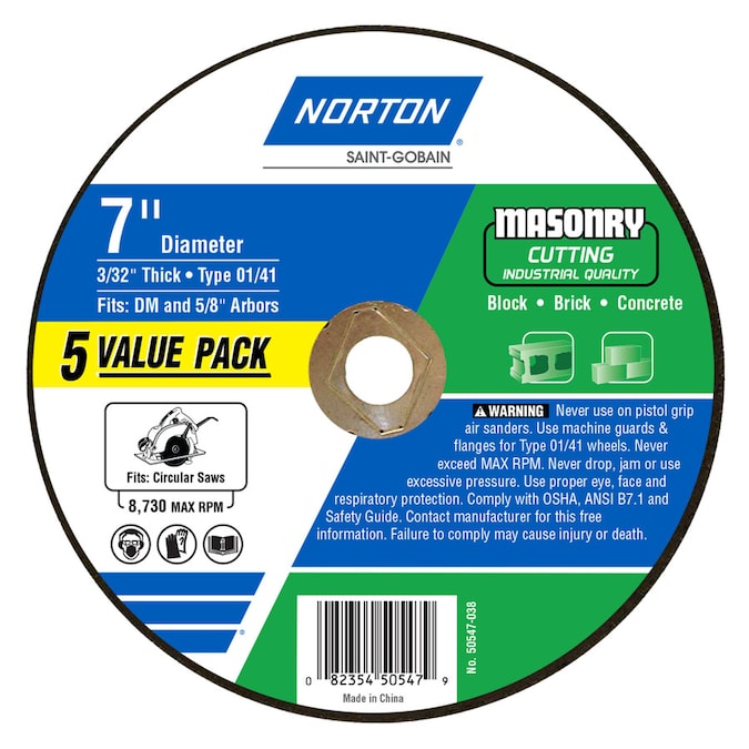 Norton Bluefire 5 Pack Bonded Abrasive 7 In Cut Off Wheel In The Abrasive Wheels Department At Lowes Com