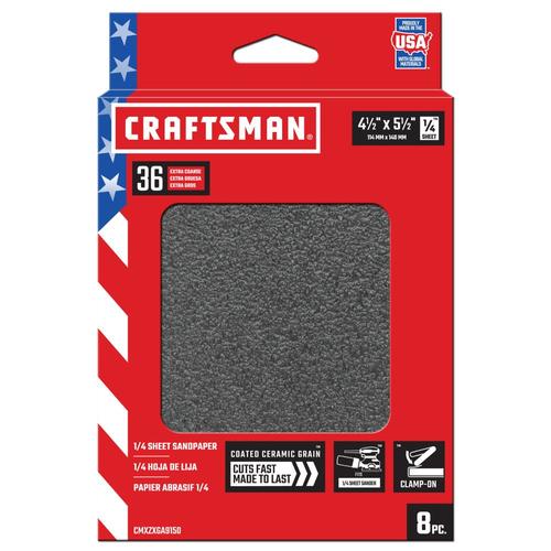CRAFTSMAN Ceramic 1/4 Sheet 36 Grit 8pk 8Piece Ceramic Alumina 36Grit