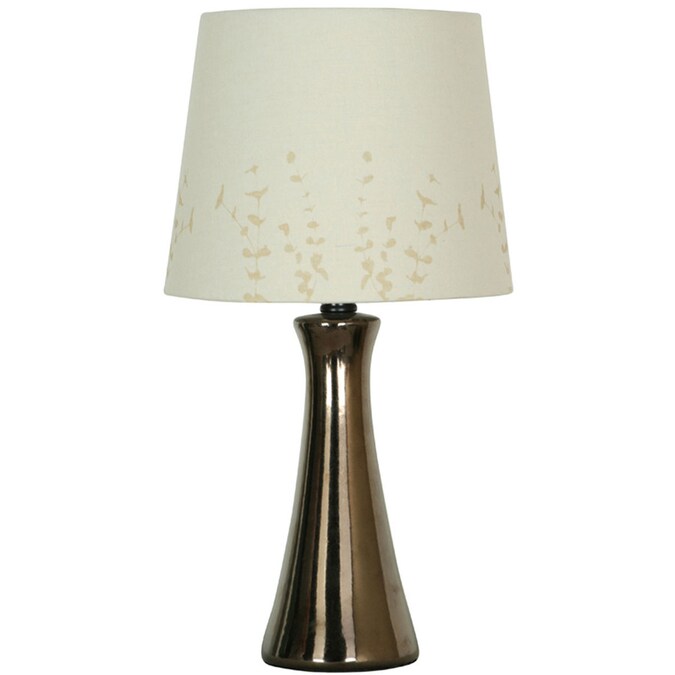 Copper Table Lamp With Cream Shade, Style Selections Table Lamp