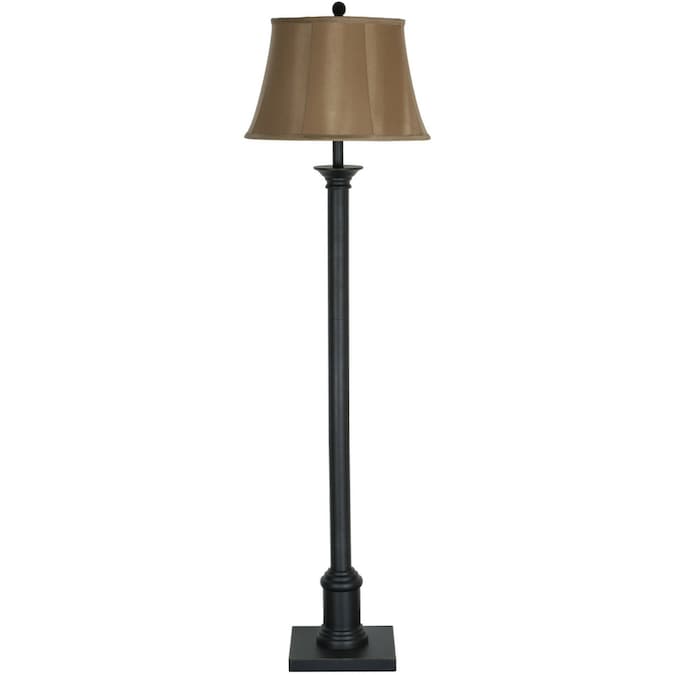 allen + roth 59-in Bronze 3-way Shaded Floor Lamp with Fabric Shade in