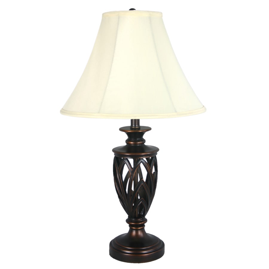 allen + roth 15.5-in Chrome Table Lamp with Fabric Shade in the