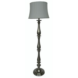allen + roth Woodbine 60.5-in Brushed Nickel 3-Way Floor Lamp with Fabric Shade