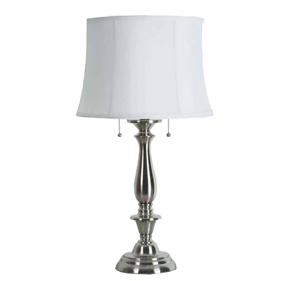 Allen + roth Woodbine 28-in Brushed Nickel Table Lamp with Fabric Shade
