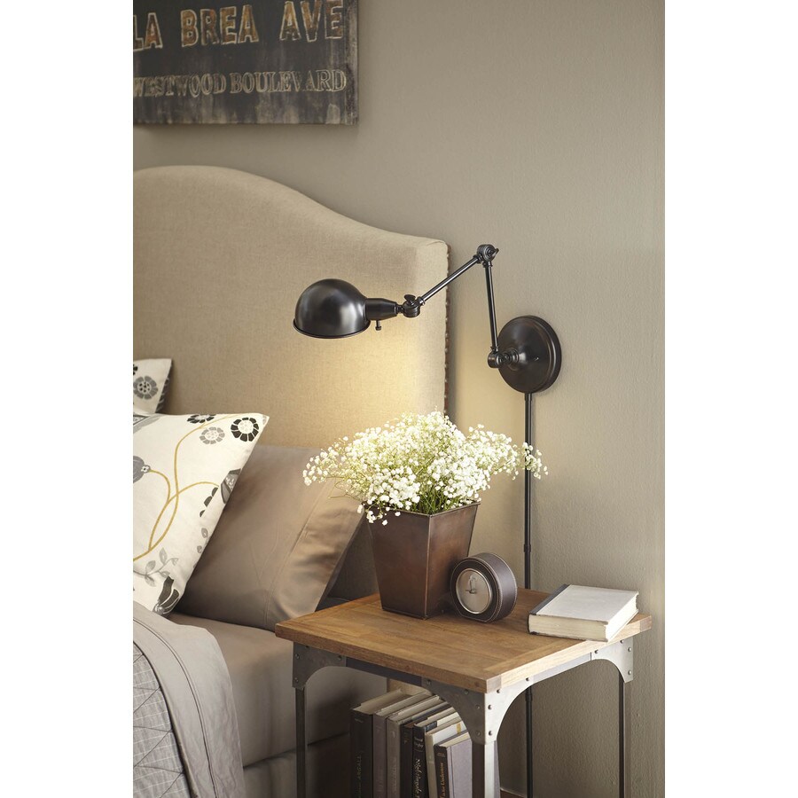 allen + roth 18.5-in H Bronze Swing-Arm Wall-Mounted Lamp with Metal ...