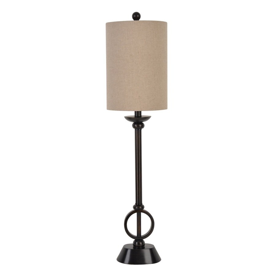 Allen + roth 30-in Dark Oil-Rubbed Bronze Indoor Table Lamp with Fabric ...