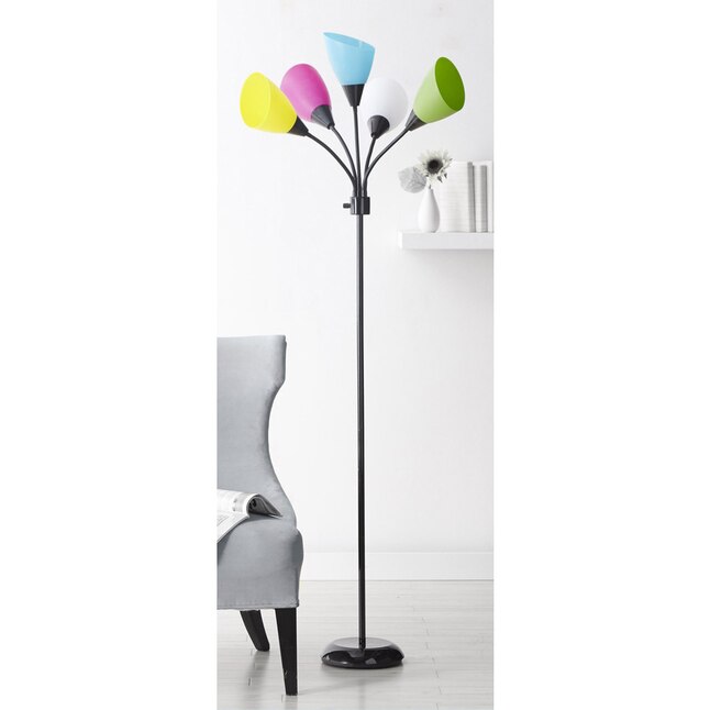 Black Multi Head Floor Lamp, Mainstays 5 Light Multi Head Floor Lamp Black With Color Shade