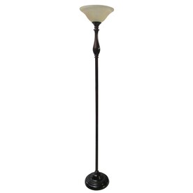 Woodbine 72-in Dark Oil Rubbed Bronze 3-way Torchiere Floor Lamp with Glass Shade
