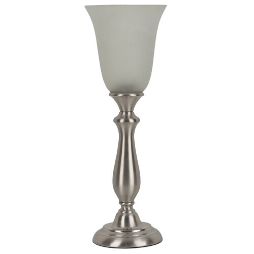 Woodbine 18 75 In Brushed Nickel Uplight Table Lamp With Glass Shade