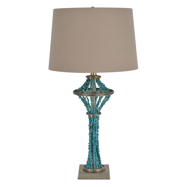 Decor Therapy TL13150 29-in Turquoise 3-way Table Lamp with Fabric Shade