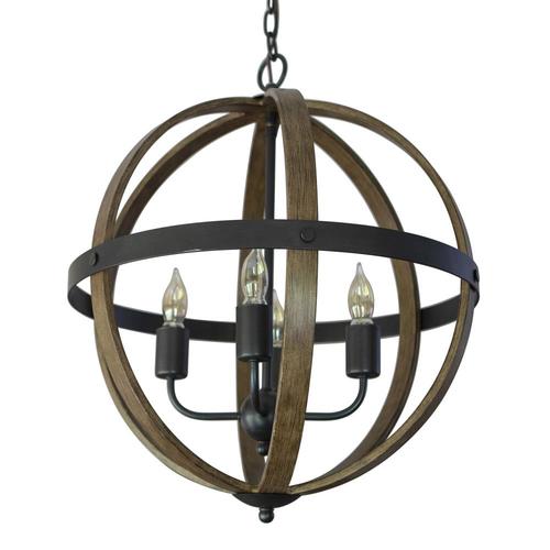 Decor Therapy Mason Black Metal and Wood Pendant Light Modern