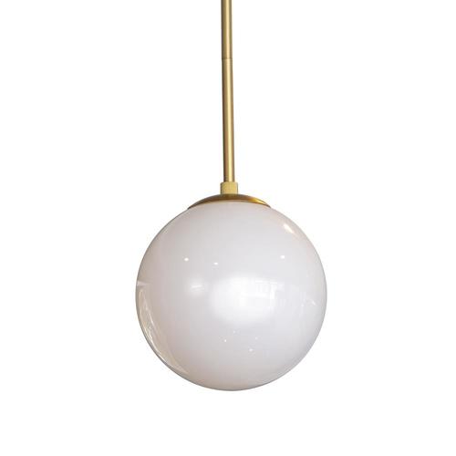 Decor Therapy Antique Brass MidCentury White Glass Globe Pendant Light