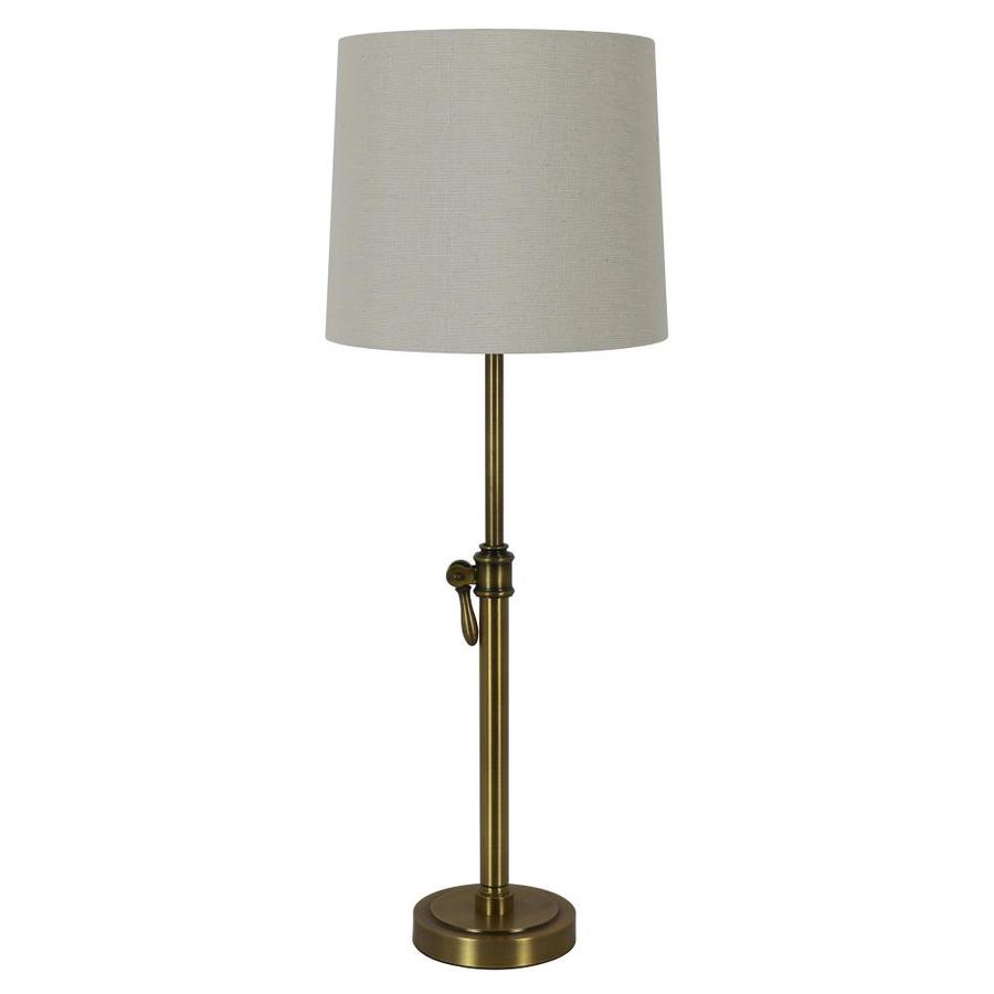 Decor Therapy Henry 32 In Aged Brass Table Lamp With Linen Shade At