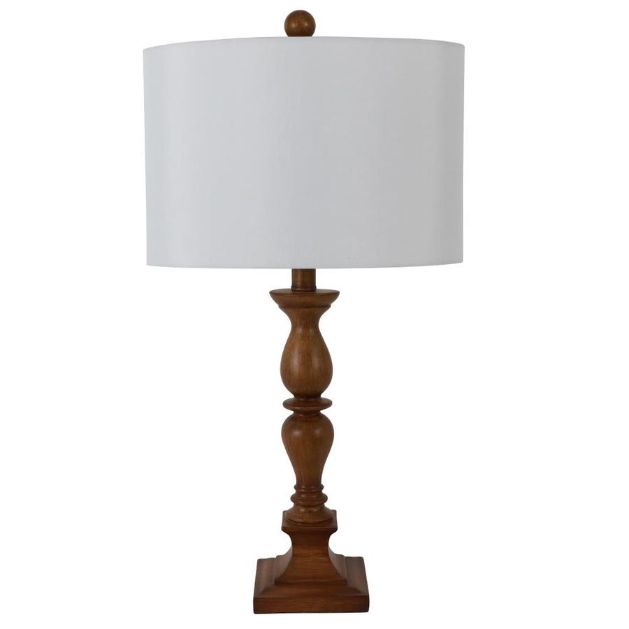 Honey Pine Table Lamp with Fabric Shade 