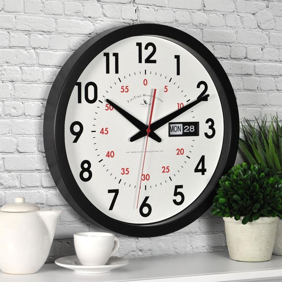 FirsTime Day Date Analog Round Wall Clock At Lowes