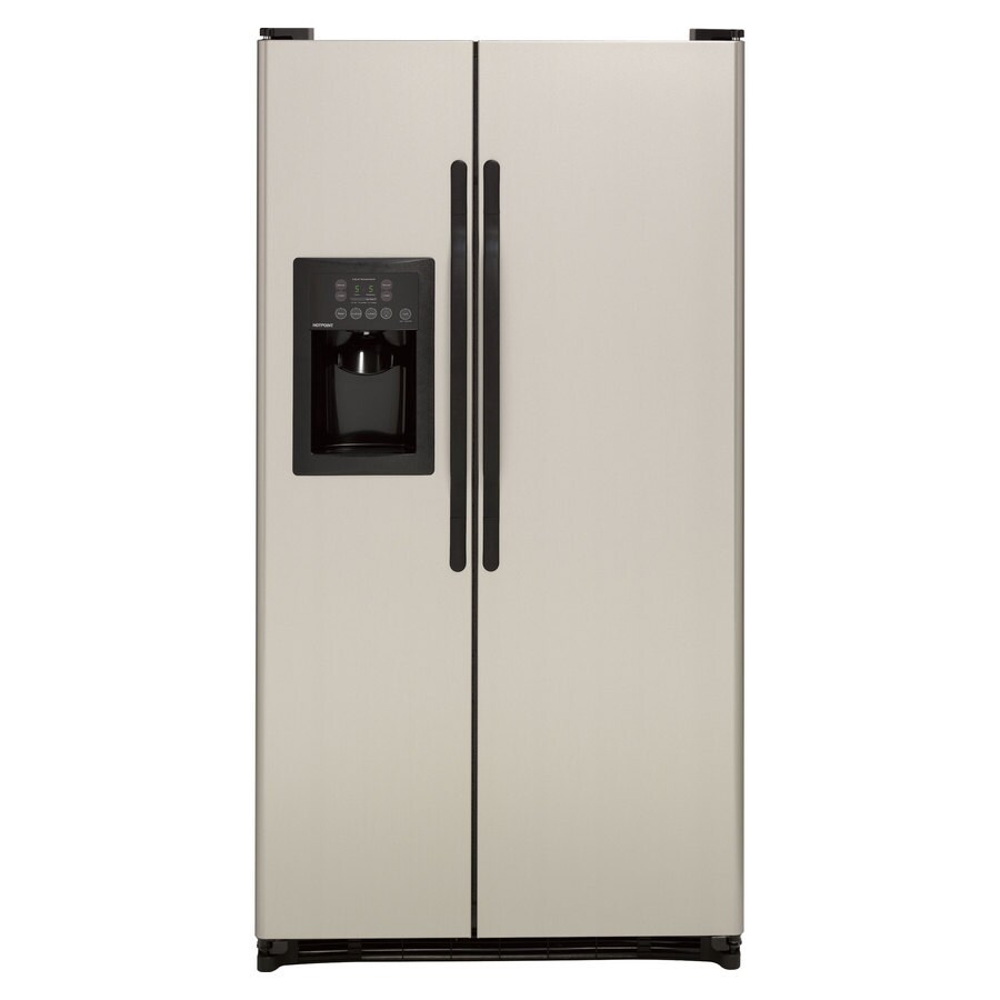 Hotpoint 25 Cu Ft Side By Side Refrigerator Color Silver Metallic In The Side By Side Refrigerators Department At Lowes Com
