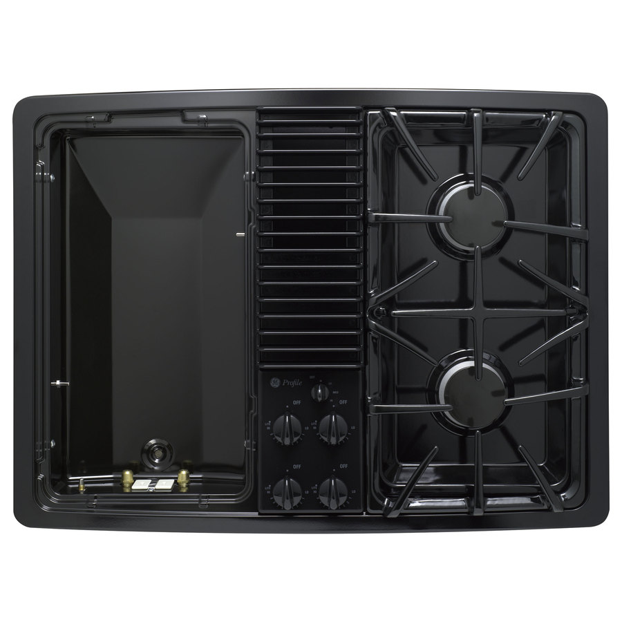 GE Profile 30in 2Burner Downdraft Gas Cooktop (Black) in the Gas