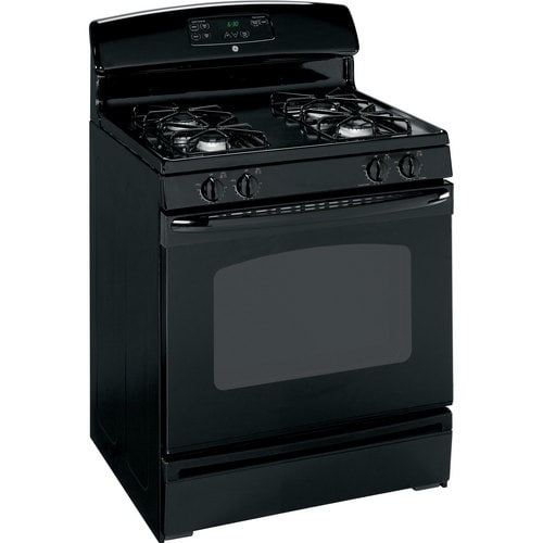 GE 30in 4 Burners 4.8cu ft Manual Clean Gas Range (Black on Black) in