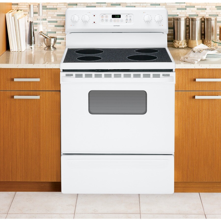 Hotpoint 30in Glass Top SelfCleaning Electric Range (White) at