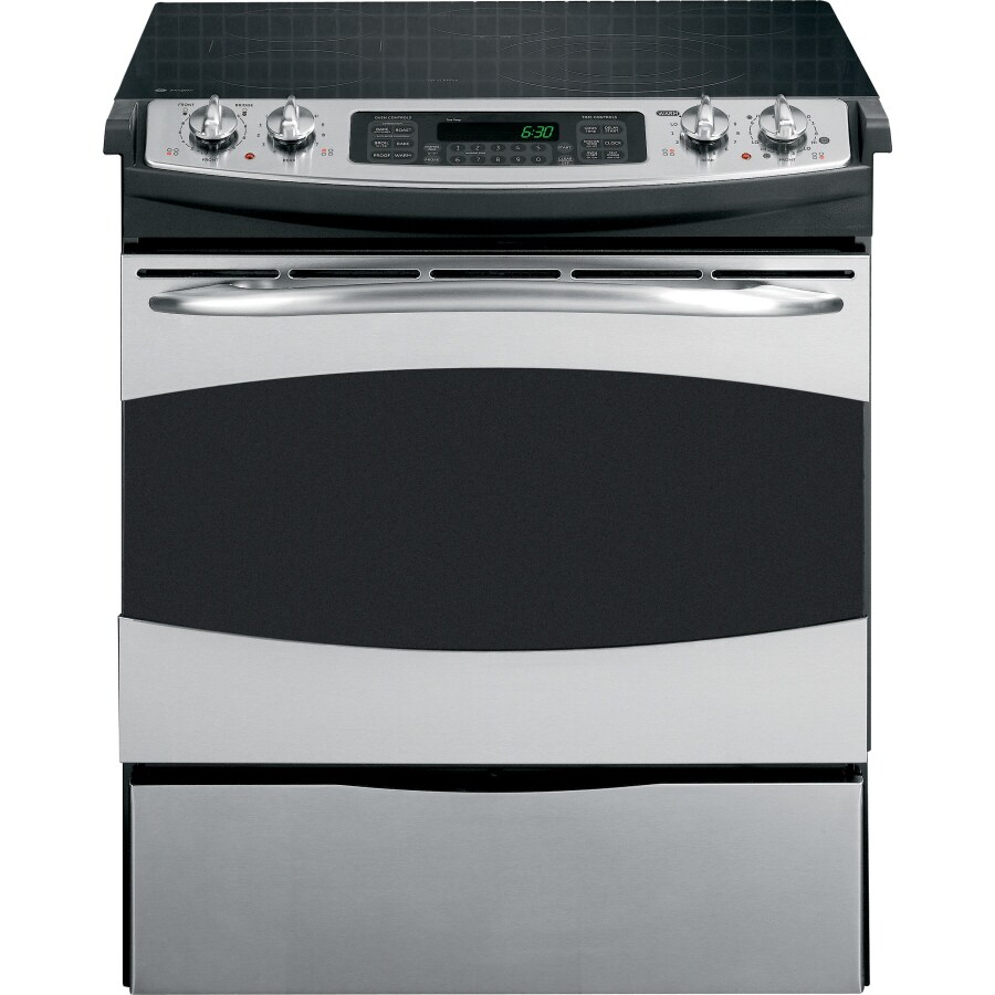 GE PS968SPSS Profile 30-in Smooth Surface 5-Element 4.1 cu ft Self-Cleaning Slide-In Convection Electric Range (Stainless Steel)
