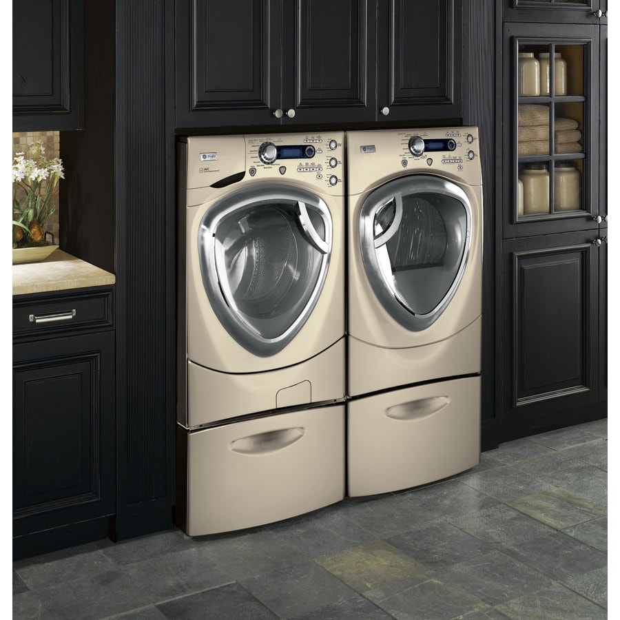 Front load washer & dryer set with steam in champagne discount