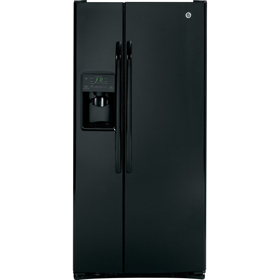 GE GSHF3KGZBB 23.1-cu ft Side-by-Side Refrigerator with Ice Maker (Black)