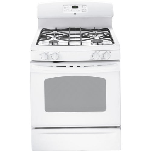 GE 30-in 4 Burners 5-cu ft Self-Cleaning Gas Range (White) in the ...