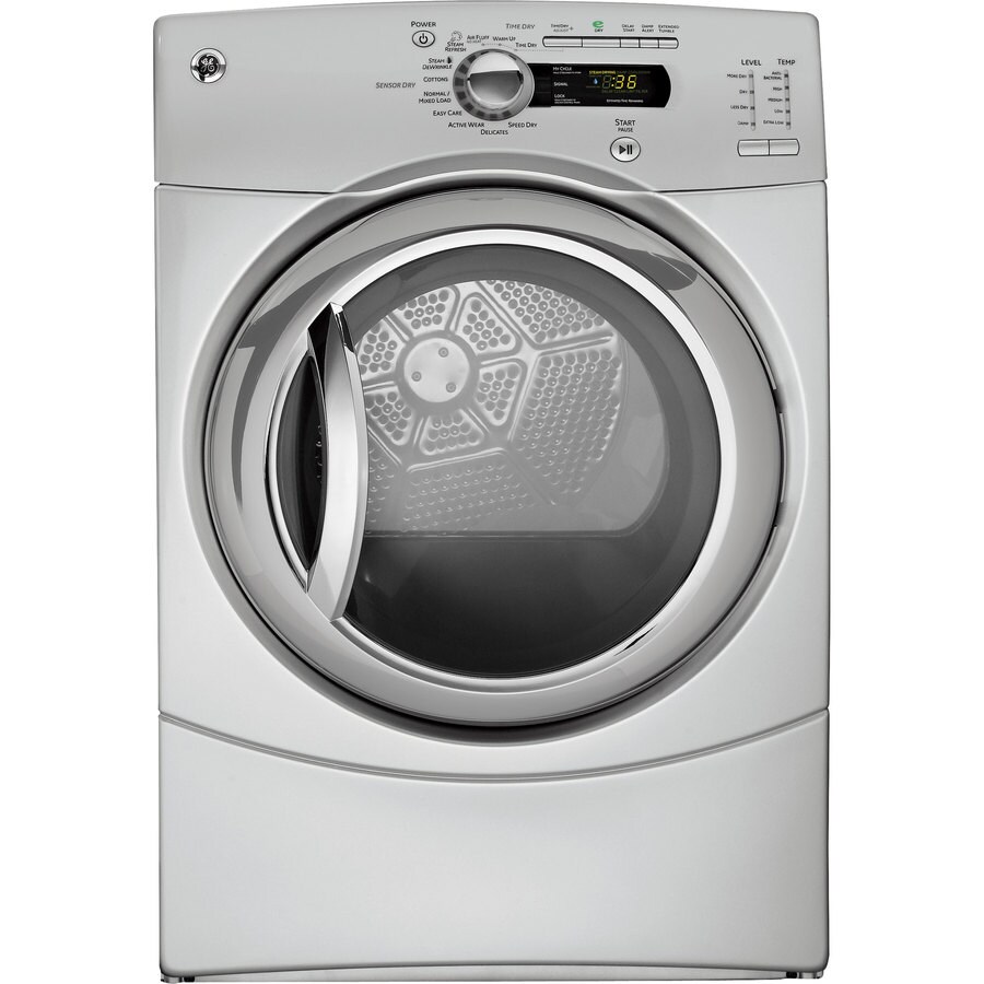 Ge 7 5 Cu Ft Stackable Electric Dryer Color Metallic Silver In The Electric Dryers Department At Lowes Com