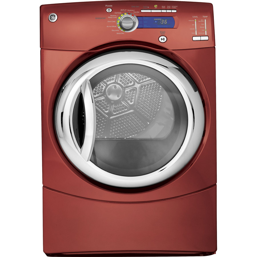 GE 7 Cu. Ft. Stackable Electric Dryer (Color Vermilion Red) in the