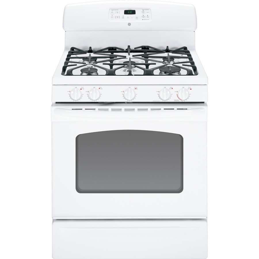 GE 30in 5Burner Freestanding 5cu ft SelfCleaning Gas Range (White