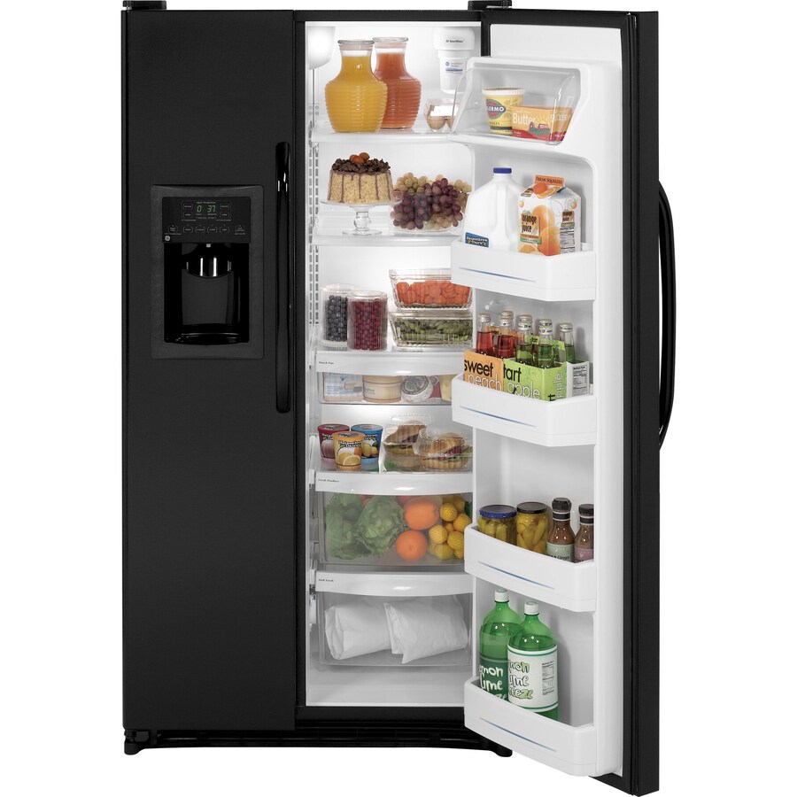 GE 25.25-cu ft Side-by-Side Refrigerator with Ice Maker (Black) at