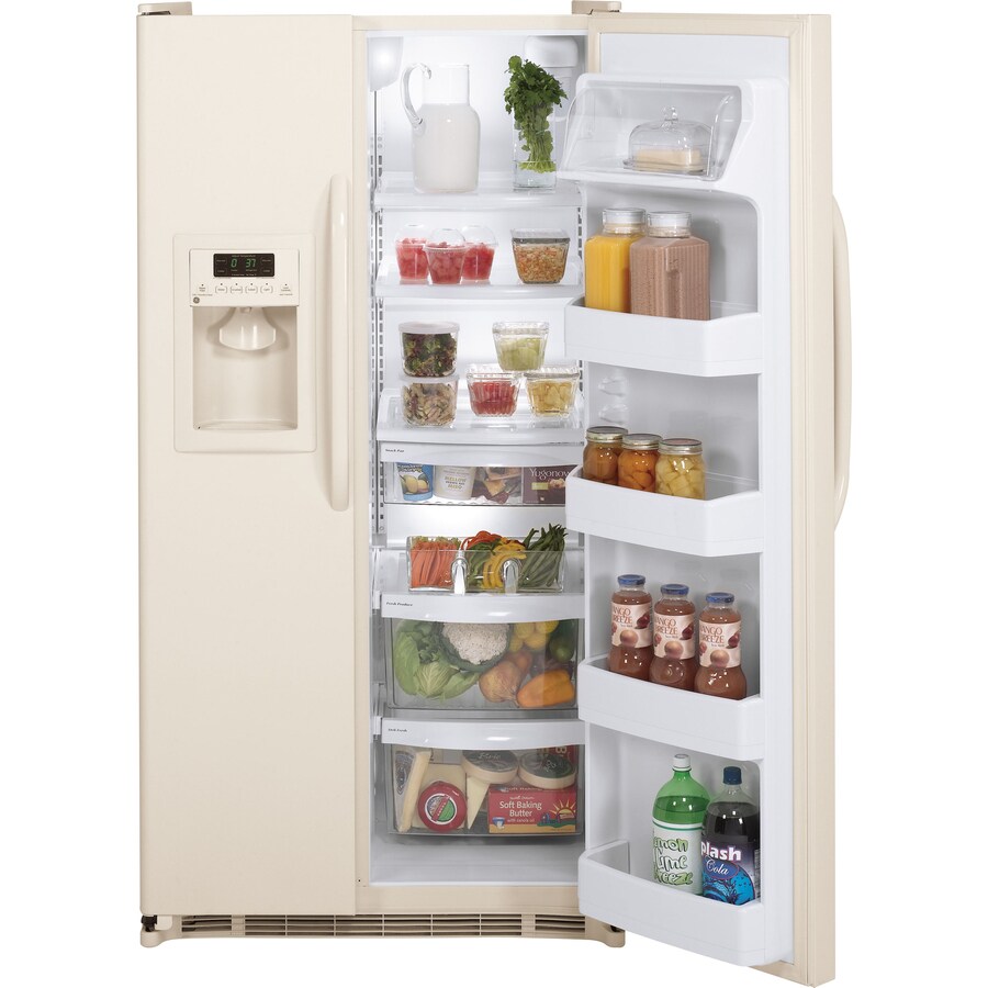 GE 25.25-cu ft Side-by-Side Refrigerator with Single Ice Maker (Bisque ...