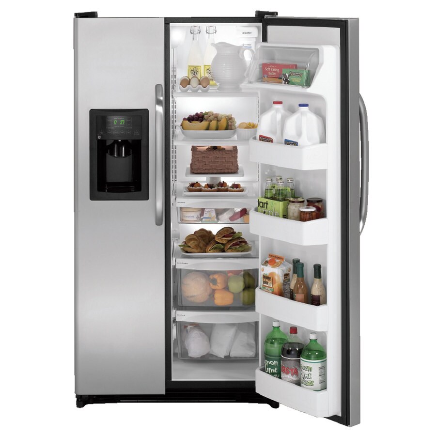 GE 21.8-cu ft Counter-depth Side-by-Side Refrigerator with Ice Maker (Slate)