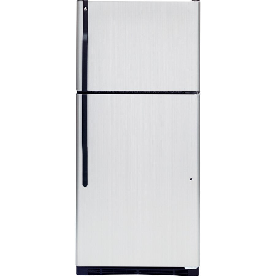 GE Garage-ready 21.9-cu ft Top-Freezer Refrigerator (Stainless Steel)