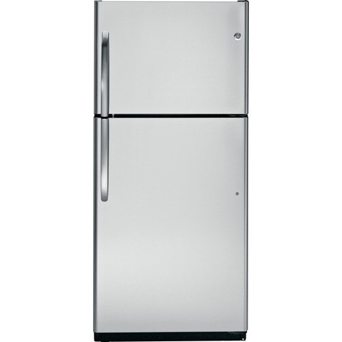 GE 18-cu ft Top-Freezer Refrigerator with Single Ice Maker (Stainless ...