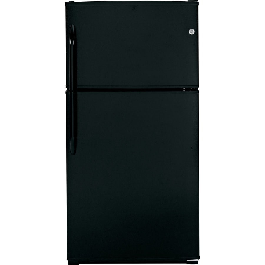 Shop GE 21-cu ft Top-Freezer Refrigerator (Black) at Lowes.com