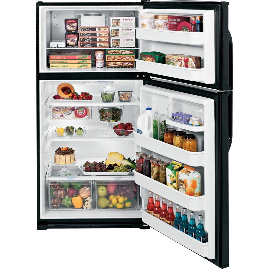 GE 21-cu ft Top-Freezer Refrigerator (Black) in the Top-Freezer ...